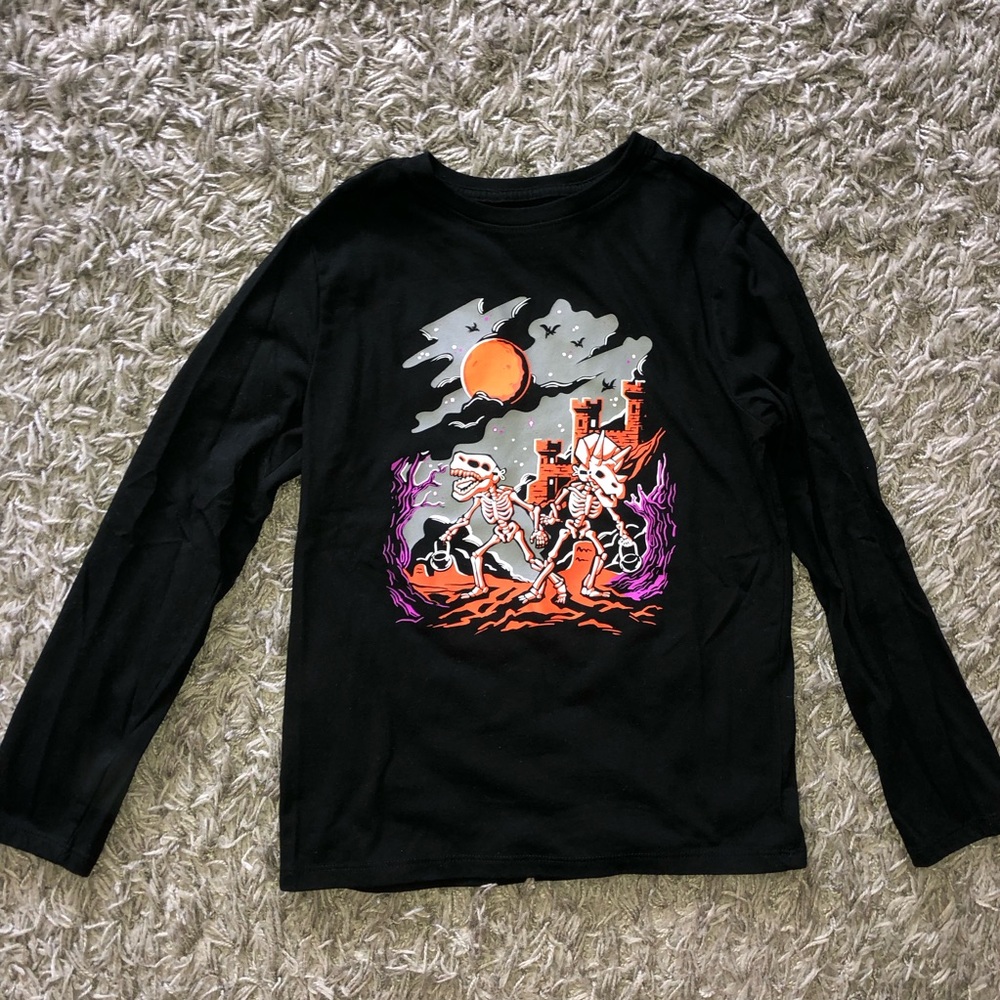 Cat & Jack Dinosaur Skeleton Halloween Long Sleeve Shirt, Size L (10/12)